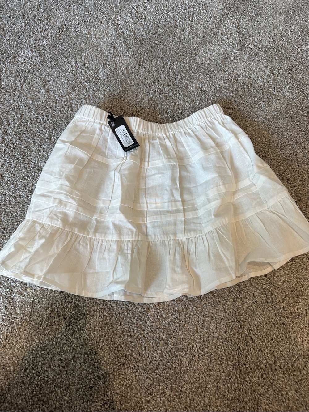 PrettyLittleThing Cream Tiered Ruffle Mini Skirt